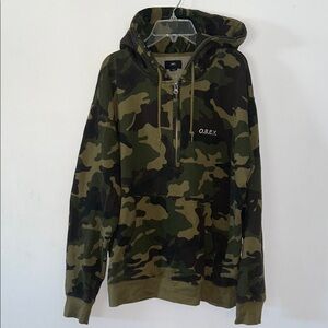 Obey Green Camouflage Hoodie with Half-Zip